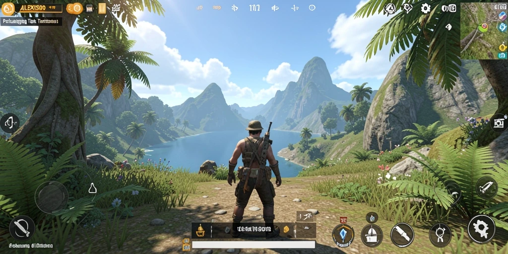 Tampilan gameplay ALEXIS500 yang menakjubkan di dunia terbuka.
