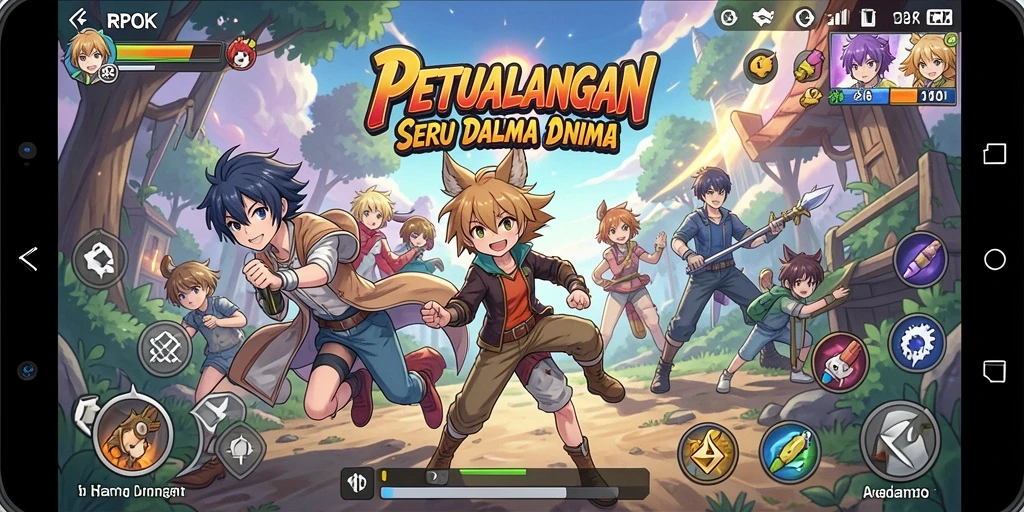 Tangkapan layar RPOK menampilkan pertarungan seru di dunia anime.
