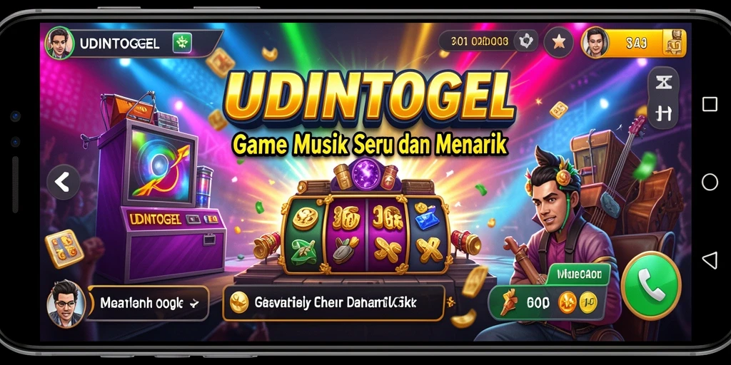 Screenshot gameplay UDINTOGEL menunjukkan aksi bermain musik yang seru.